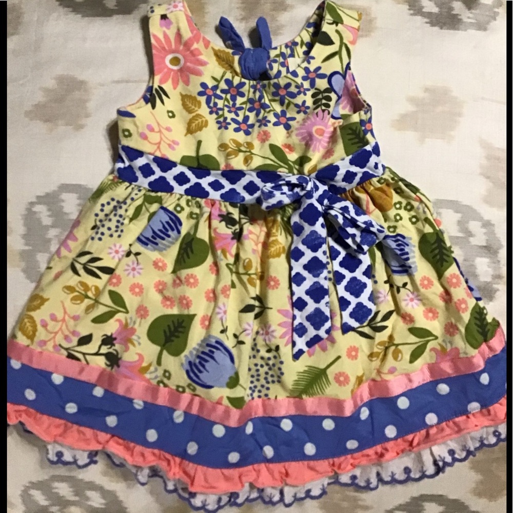 Matilda Jane sleeveless dress with ribbon and ruffles size 6-12 months